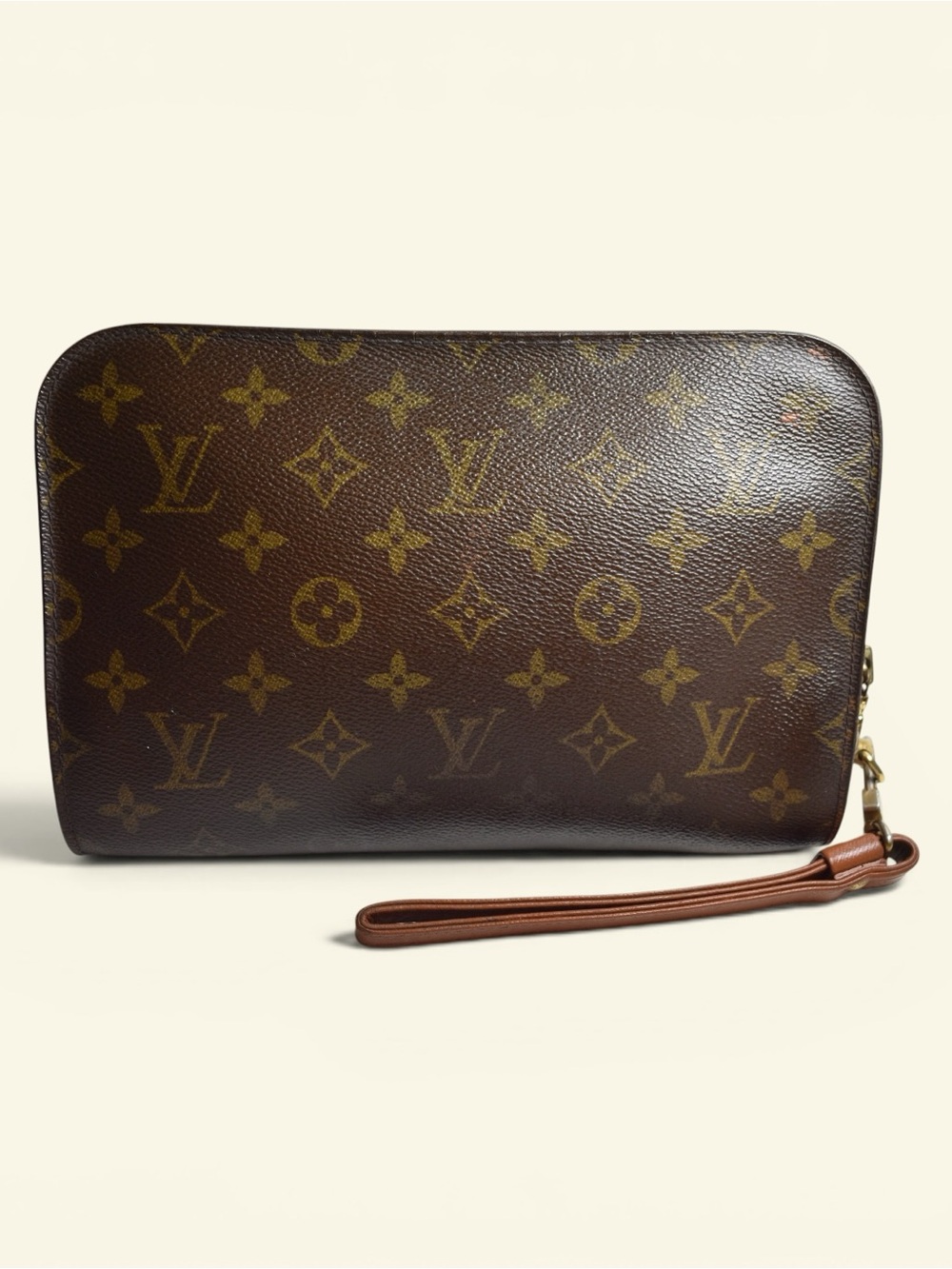 Louis Vuitton Monogram Canvas Wristlet in Brown and Gold